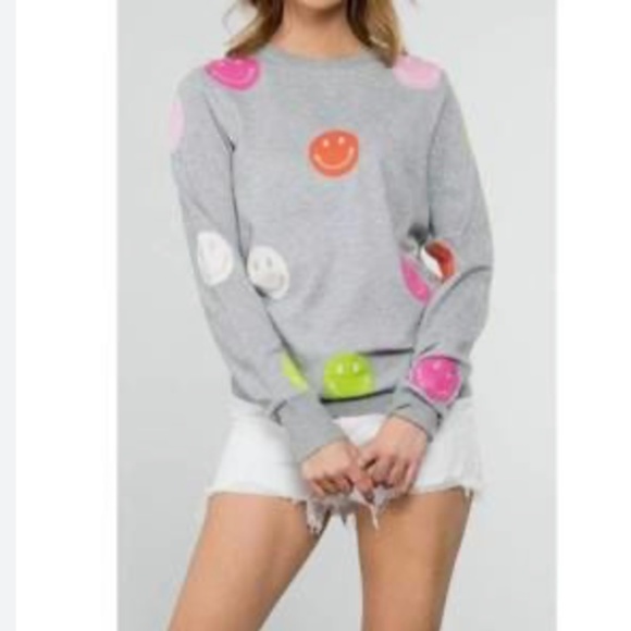 THML Sweaters - THML smiley face sweater grey size XS